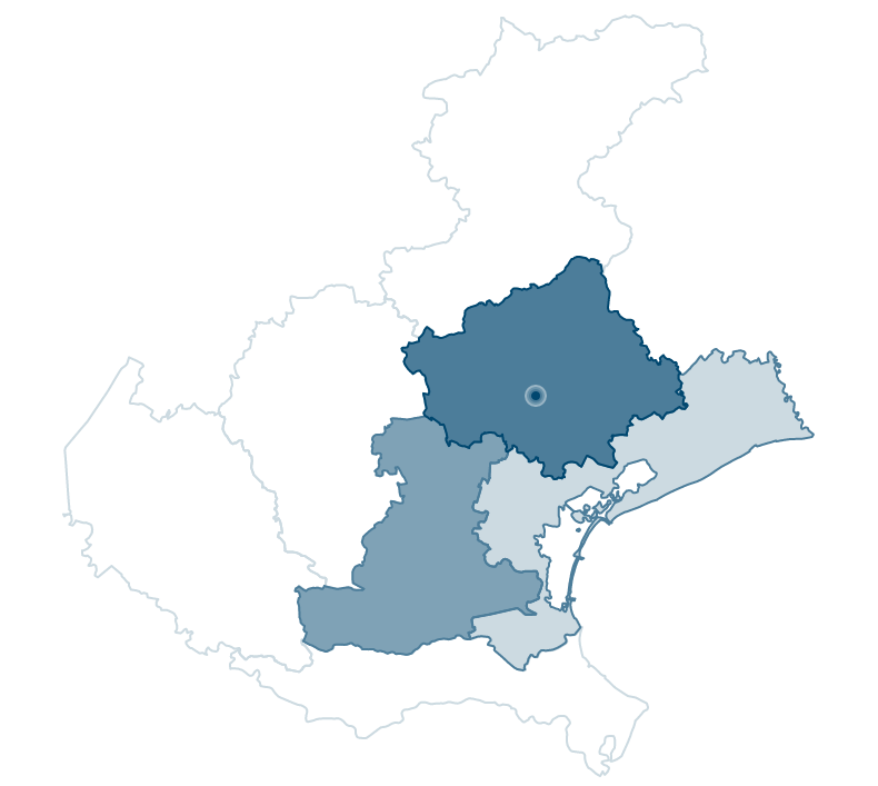 mappa stilizzata della zone del triveneto in cui opera Lavanderia 2D